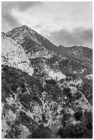 Peak above Bear Canyon at sunset. San Gabriel Mountains National Monument, California, USA ( black and white)