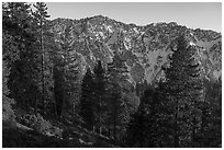 Yucaipa Ridge and Galena Peak from San Gorgonio Mountain, sunset. Sand to Snow National Monument, California, USA ( black and white)