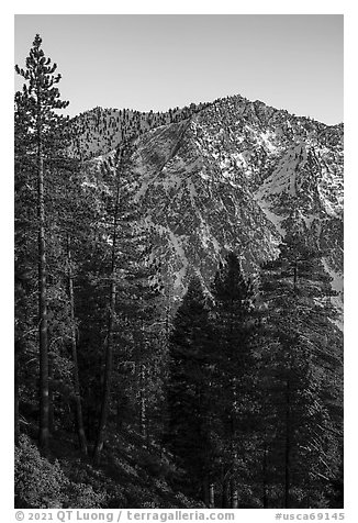 Galena Peak from San Gorgonio Mountain at sunset. Sand to Snow National Monument, California, USA (black and white)