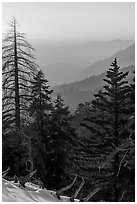 Sunset from San Gorgonio Mountain towards Valley of the Falls. Sand to Snow National Monument, California, USA ( black and white)