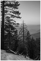 Winter sunset from San Gorgonio Mountain. Sand to Snow National Monument, California, USA ( black and white)