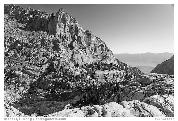 Mirror Lake from above, Inyo National Forest. California, USA (black and white)