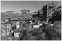 Rotary furnace, Almaden Quicksilver County Park. San Jose, California, USA ( black and white)
