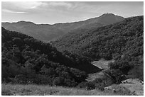 Mount Umunhum and upper portion of Guadalupe Reservoir,  Almaden Quicksilver County Park. San Jose, California, USA ( black and white)