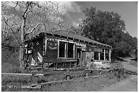 Ruined structure at Spanish Town, Almaden Quicksilver County Park. San Jose, California, USA ( black and white)