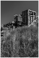 Rotary furnace tower, Almaden Quicksilver County Park. San Jose, California, USA ( black and white)