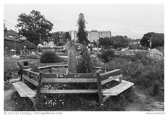 Bench, Peoples Park. Berkeley, California, USA