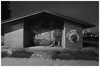Closed restroom at night, Peoples Park. Berkeley, California, USA ( black and white)