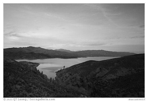 Indian Valley Reservoir by moonlight. Berryessa Snow Mountain National Monument, California, USA