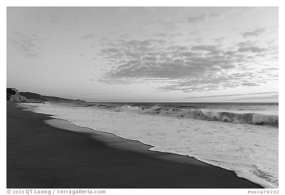 Santa Maria Beach at sunset. Point Reyes National Seashore, California, USA (black and white)