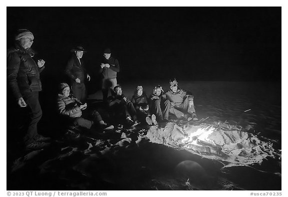 Beach campfire. Point Reyes National Seashore, California, USA (black and white)