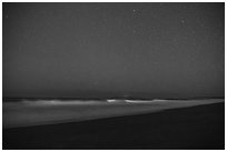 Bioluminescence in surf. Point Reyes National Seashore, California, USA ( black and white)