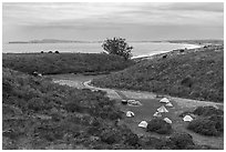 Coast Campground and Drake Bay. Point Reyes National Seashore, California, USA ( black and white)