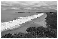 Coastline and Drake Bay. Point Reyes National Seashore, California, USA ( black and white)