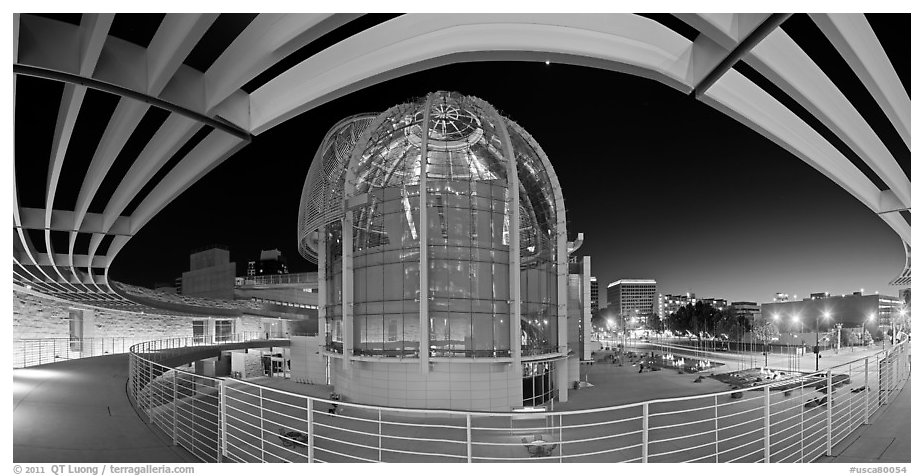 San Jose City Hall rotunda at dusk. San Jose, California, USA