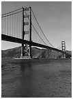 Golden Gate Bridge from water level, afternoon. San Francisco, California, USA (Panoramic black and white)