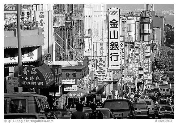 Chinatown street. San Francisco, California, USA (black and white)