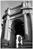 Rotunda of the Palace of Fine arts, late afternoon. San Francisco, California, USA (black and white)