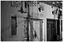 Old warehouse, sunset, Fisherman's Wharf. San Francisco, California, USA ( black and white)