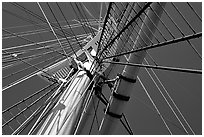 Masts of the Balclutha, Maritime Museum. San Francisco, California, USA ( black and white)