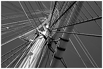 Masts of the Balclutha, Maritime Museum. San Francisco, California, USA (black and white)