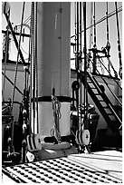 Deck and Mast of the Balclutha, Maritime Museum. San Francisco, California, USA (black and white)