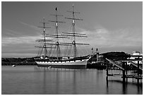 The Balclutha at sunset. San Francisco, California, USA (black and white)