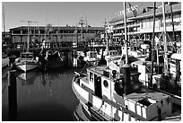 Fishing boats, Fisherman's Wharf. San Francisco, California, USA ( black and white)