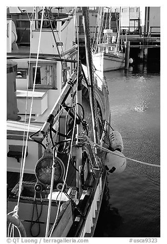 Fishing boat anchored in  Fisherman's Wharf. San Francisco, California, USA
