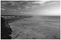Ocean Beach at sunset, seen from the Cliff House. San Francisco, California, USA ( black and white)