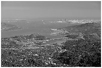 San Francisco and the Bay Area seen from Mt Tamalpais. California, USA (black and white)