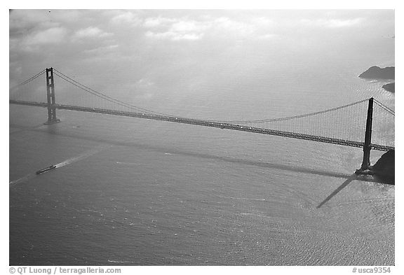 Aerial view of the Golden Gate Bridge. San Francisco, California, USA (black and white)