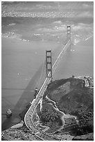 Aerial view of the Golden Gate Bridge. San Francisco, California, USA (black and white)