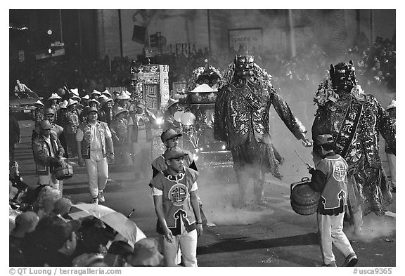 Parade during the Chinese New Year celebration. San Francisco, California, USA (black and white)