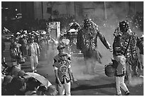 Parade during the Chinese New Year celebration. San Francisco, California, USA ( black and white)