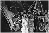 Children parading during the Chinese New Year celebration. San Francisco, California, USA ( black and white)