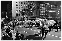 Dragon dancing during the Chinese New Year celebration, Union Square. San Francisco, California, USA (black and white)