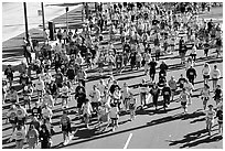 Crowds in the streets during the Bay to Breakers annual race. San Francisco, California, USA ( black and white)