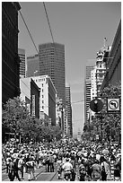 Crowds on Market Avenue during the Gay Parade. San Francisco, California, USA ( black and white)