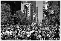 Crowds on Market Avenue during the Gay Parade. San Francisco, California, USA (black and white)