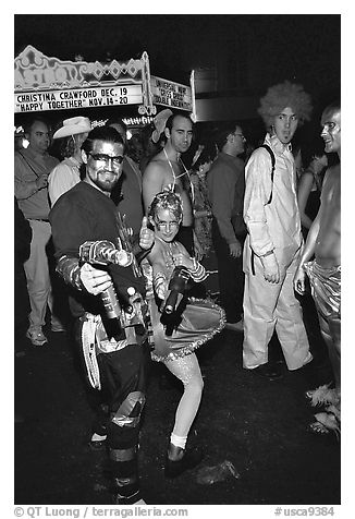 Halloween on Castro street. San Francisco, California, USA (black and white)