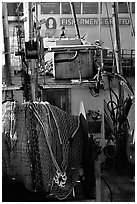 Detail of Fishing boat, Fisherman's Wharf. San Francisco, California, USA ( black and white)