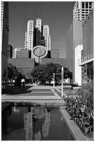 Museum of Modern Art from Yerba Buena Gardens. San Francisco, California, USA (black and white)