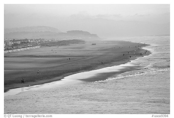 Ocean Beach at sunset. San Francisco, California, USA (black and white)