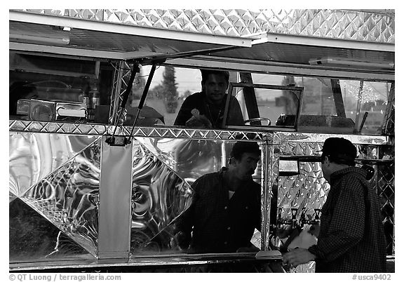 Taco Van. Redwood City,  California, USA (black and white)