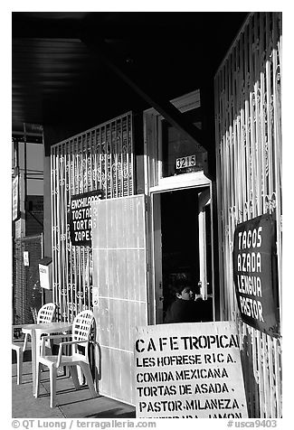 Mexican Cafe. Redwood City,  California, USA (black and white)