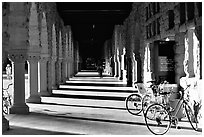 Hallway and bicycles. Stanford University, California, USA ( black and white)