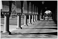 Mauresque style gallery, Main Quad. Stanford University, California, USA (black and white)