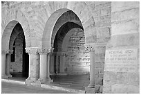 Arches of Main Quad. Stanford University, California, USA (black and white)