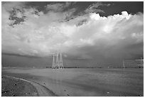 Power lines and clouds, Ravenswood National Wildlife Refuge. Menlo Park,  California, USA (black and white)